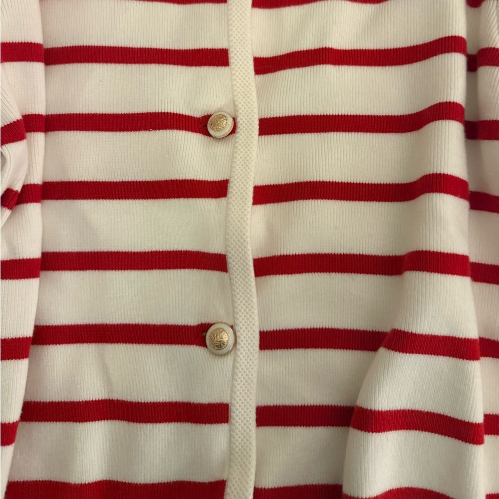Boutique Red and White Striped Cardigan - Picture 3 of 4